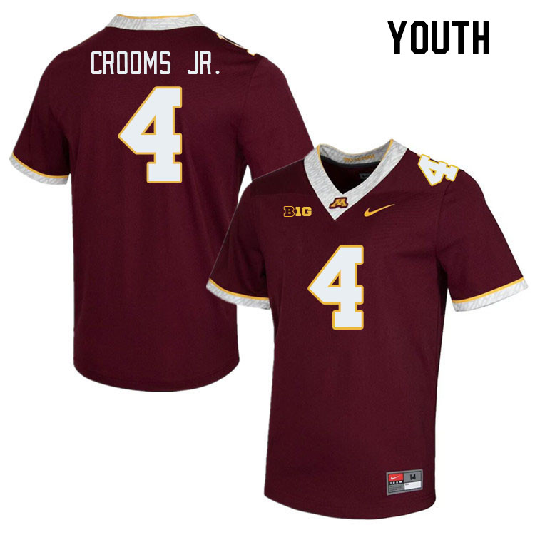Youth #4 Corey Crooms Jr. Minnesota Golden Gophers College Football Jerseys Stitched-Maroon - Click Image to Close